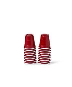20 Pack Shot Glasses - 1.5 oz Acrylic Party Cup - Red Plastic Shot Glass