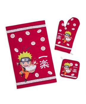 Naruto Chibi Ramen 3-Piece Kitchen Set | Oven Mitt, Dish Towel, Pot Holder