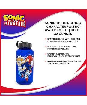 Sonic The Hedgehog Character Plastic Water Bottle | Holds 32 Ounces