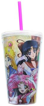 Sailor Moon Characters 16oz Carnival Cup w/ Lid & Straw