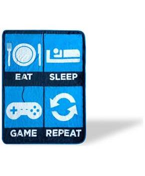Eat Sleep Game Repeat Large Gamer Fleece Throw Blanket | 60 x 45 Inches