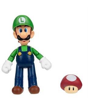 Super Mario 4 Inch Action Figure | Luigi w/ 1-Up Mushroom