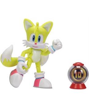 Sonic the Hedgehog 4 Inch Figure | Modern Tails with Ring Item Box