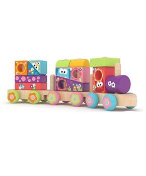 J'adore Wooden Animal Print Stacking Train