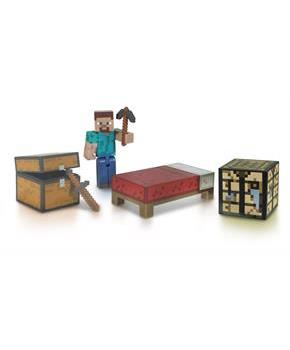 Minecraft 3" Series 1 Survival Kit Pack with Leather Steve Figure