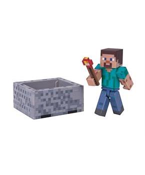 Minecraft 3" Action Figure: Steve with Minecart Pack