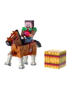 Minecraft 3" Action Figure 2-Pack Steve with Brown Horse