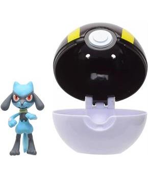 Pokemon Clip N Go Poke Ball Set | 2 Inch Riolu & Ultra Ball