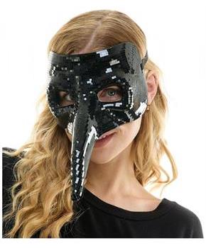 Bedazzled Black Mirror Mardi Gras Mask Adult Costume Accessory