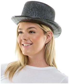 Metallic Black Top Hat Adult Costume Accessory
