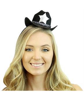 Mini Cowboy Hat Costume Headband | Black