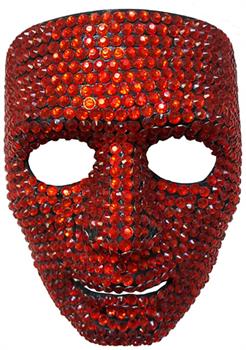 Bedazzled Red Rhinestone Skull Mask Adult Costume Accessory