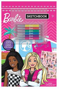 Barbie 30-Page Sketchbook w/ Markers, Stencils, and Stickers