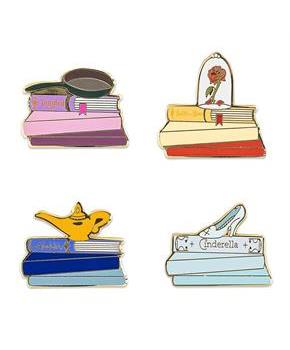 Disney Princess Books 4 Piece Collector Enamel Pin Set