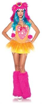 Sexy Shelly Monster Tutu Dress & Furry Hood Costume Adult