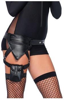 Police Utility Belt With Garter Leg Strap And Assorted Pockets One Size