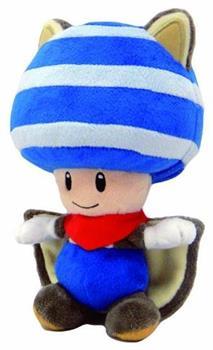Super Mario Bros Flying Squirrel Blue Toad 8" Plush Doll
