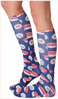 Sushi "I Like It Raw" Photo Print Knee High Socks