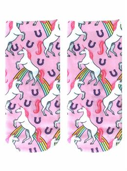 Living Royal Photo Print Ankle Socks: Unicorn and Rainbow