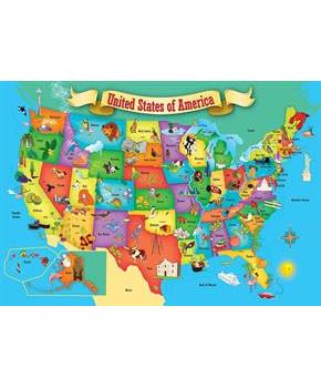 USA Map 44 Piece Real Wood Jigsaw Puzzle