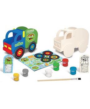 Sesame Street Garbage Truck Wood Paint Kit