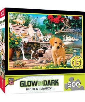 Afternoon at the Park 500 Piece Hidden Images Glow In The Dark Jigsaw Puzzle