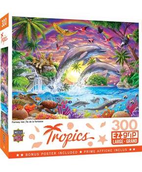 Fantasy Isle Colorful Dolphins 300 Piece Large EZ Grip Jigsaw Puzzle