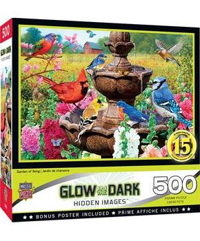 Garden of Song 500 Piece Hidden Images Glow In The Dark Jigsaw Puzzle