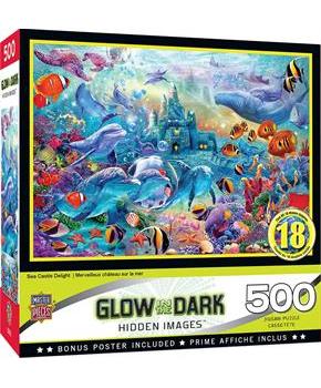 Sea Castle Delight 500 Piece Hidden Images Glow In The Dark Jigsaw Puzzle