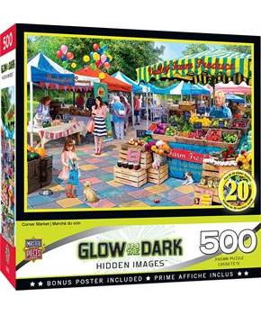Corner Market 500 Piece Hidden Images Glow In The Dark Jigsaw Puzzle