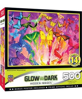 Metamorphosis 500 Piece Hidden Images Glow In The Dark Jigsaw Puzzle