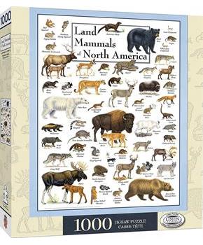 Land Mammals of North America 1000 Piece Linen Jigsaw Puzzle