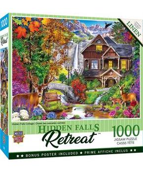 Hidden Falls Cottage 1000 Piece Linen Jigsaw Puzzle