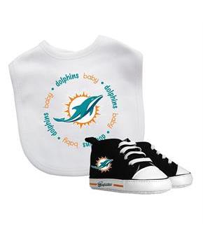 Miami Dolphins NFL 2-Piece Baby Gift Set | Bib & Pre-Walkers