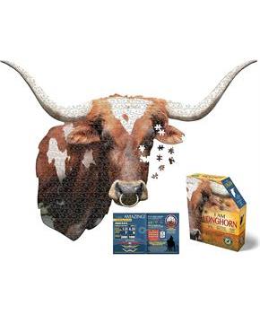I AM Longhorn 550 Piece Animal Head-Shaped Jigsaw Puzzle