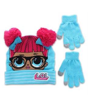 LOL Surprise Dolls Girls Winter Beanie & Glove Set | Blue