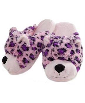 My Pillow Pets Pink Leopard Plush Slippers