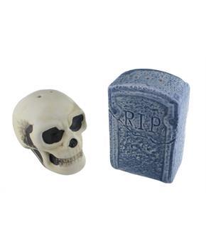 Graveyard Skull and Tombstone Salt and Pepper Shakers