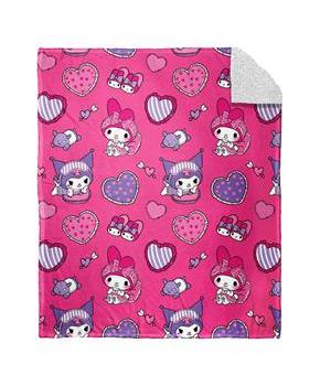 Sanrio My Melody and Kuromi Pillow Fight Sherpa Throw Blanket | 50 x 60 Inches