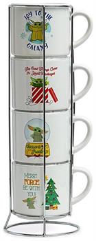 Star Wars Grogu Holiday Cuteness 4-Piece 10oz Stackable Ceramic Mug Set