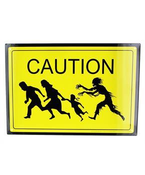 Caution Zombies Tin Sign