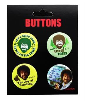 Bob Ross Carded Button 4-Pack - Various Quotes