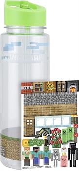 Minecraft 21 Ounce Plastic Water Bottle and Stickers