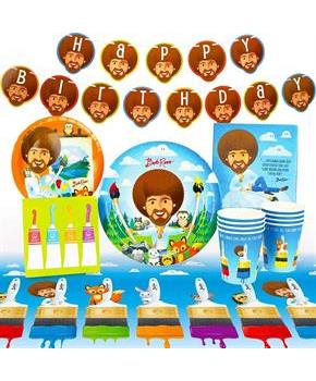 Bob Ross Friends Birthday Party Supplies Pack | 66 Pieces | Serves 8 Guests