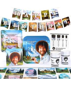 Bob Ross Classic Birthday Party Supplies Pack | 66 Pieces | Serves 8 Guests