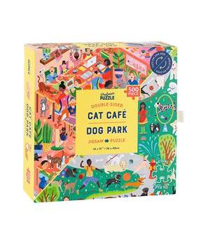 Cat Cafe & Dog Park Double Sided 500 Piece Jigsaw Puzzle