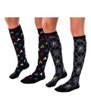 Star Trek Womens Argyle and Trexel Badges Knee High Socks | 2 Pairs