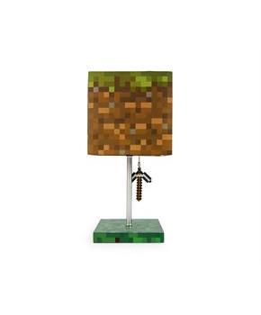 Minecraft Grass Block Desk Lamp With Pickaxe 3D Puller | 14 Inches Tall