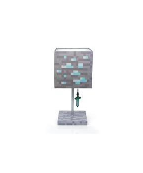 Minecraft Diamond Ore LED Lamp w/ 3D Diamond Sword Pull | 14-Inch Desk Lamp