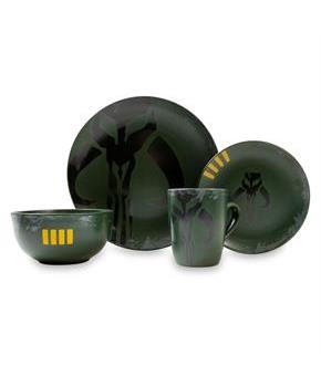 Star Wars Boba Fett Mandalorian Stoneware Plates & Bowl Collection | 4-Piece Set